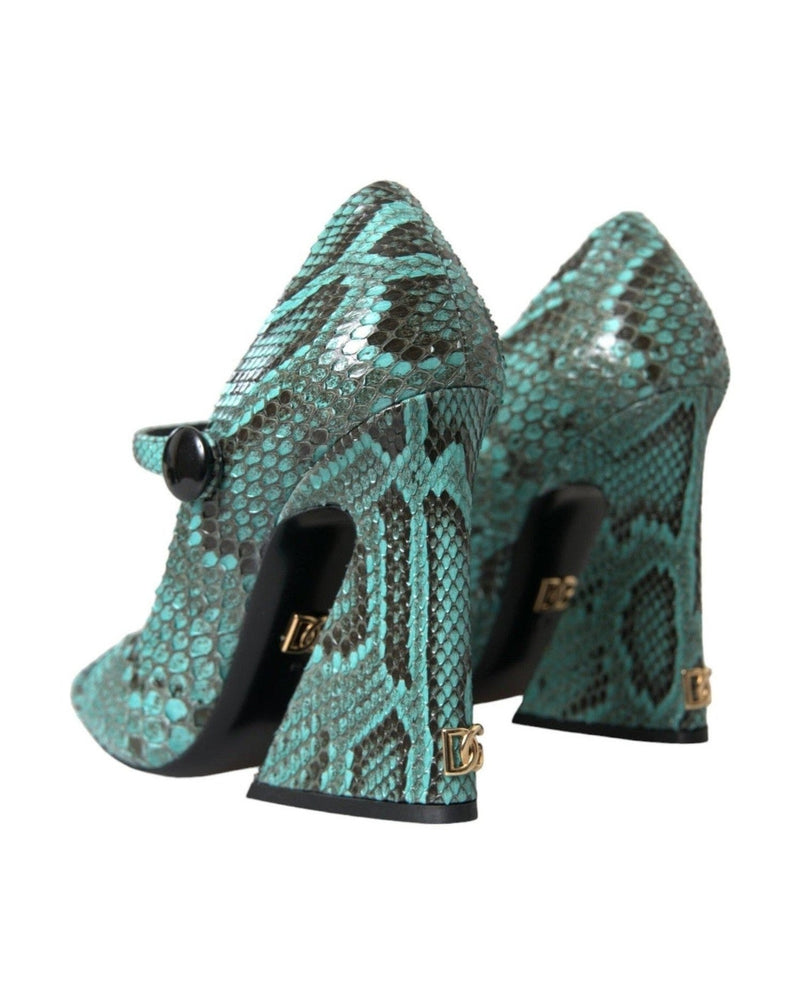 Dolce & Gabbana Aqua Python Leather Mary Jane Pumps Shoes Glam Steals