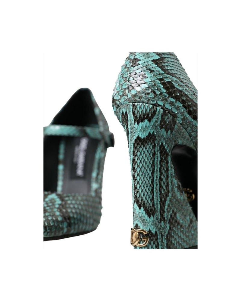 Dolce & Gabbana Aqua Python Leather Mary Jane Pumps Shoes Glam Steals