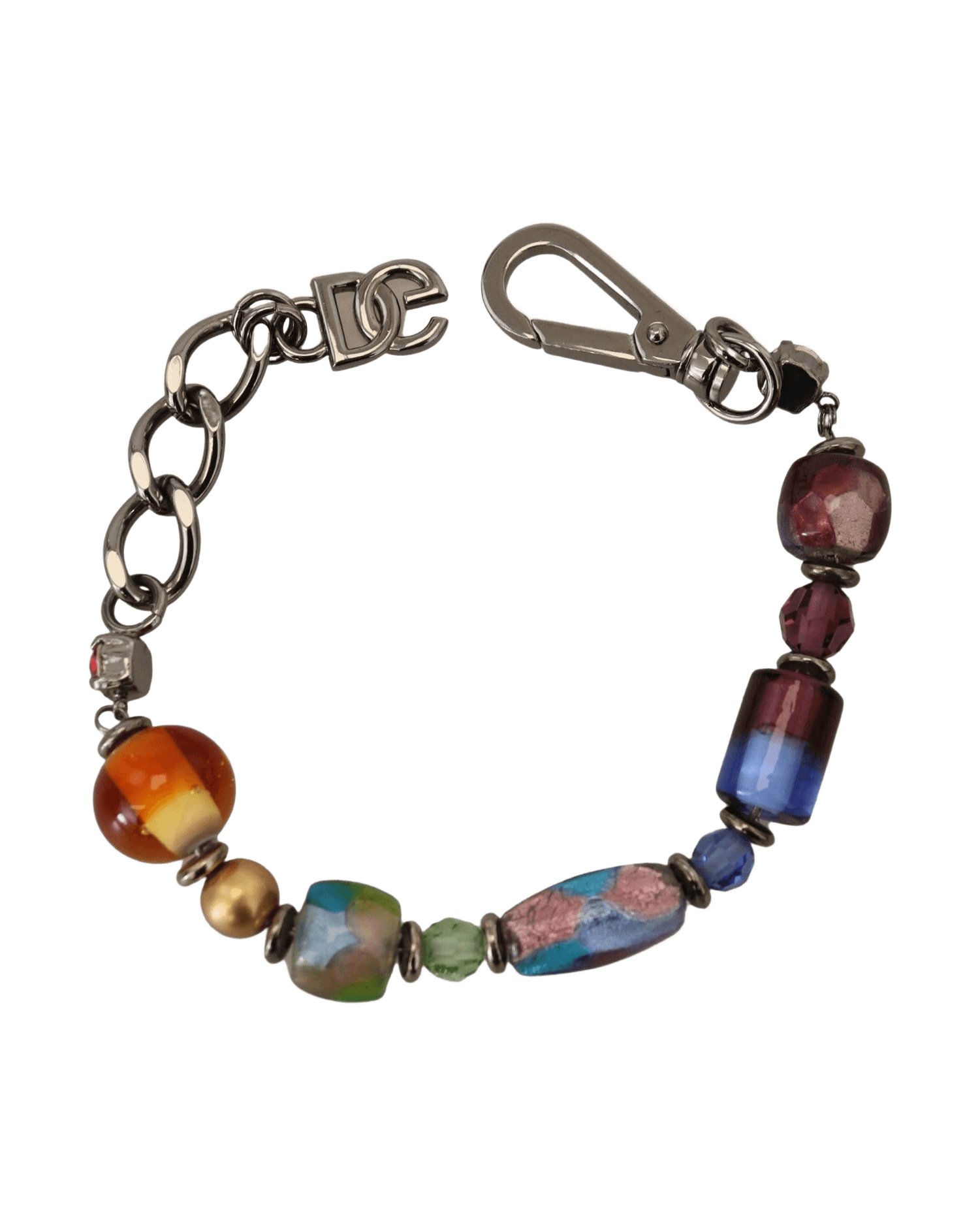 Dolce & Gabbana Beaded Chain Multicolor Silver Bracelet Glam Steals