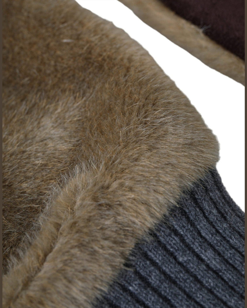 Dolce & Gabbana Acrylic Knitted Fur Wrist Mitten Beige Gloves Glam Steals