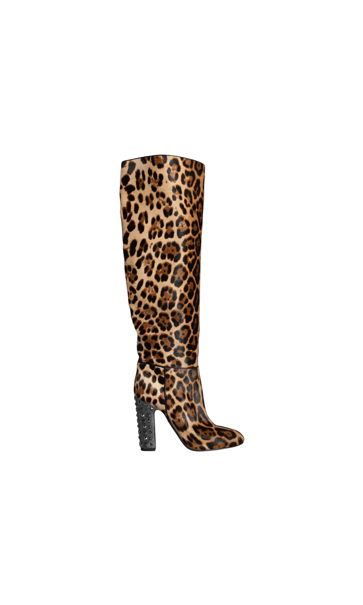Dolce & Gabbana Beige Black Leopard Knee High Boots Shoes Glam Steals