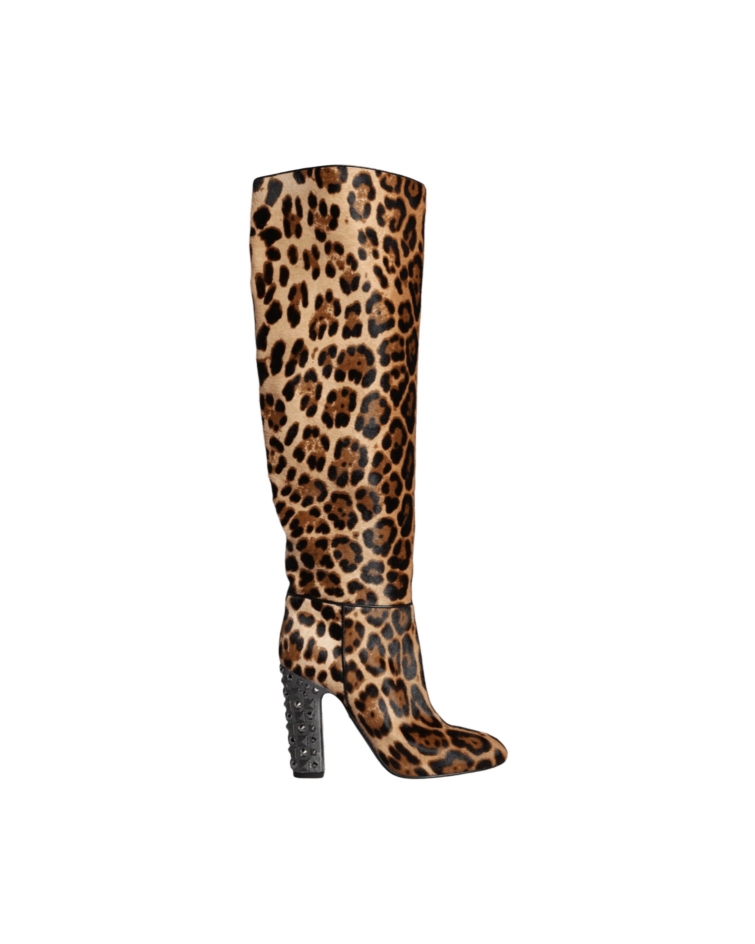 Dolce & Gabbana Beige Black Leopard Knee High Boots Shoes Glam Steals