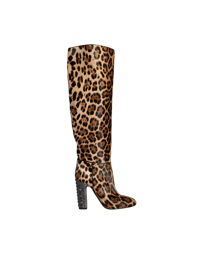 Dolce & Beige Gabbana Leopard Knee High Boots Shoes Glam Steals