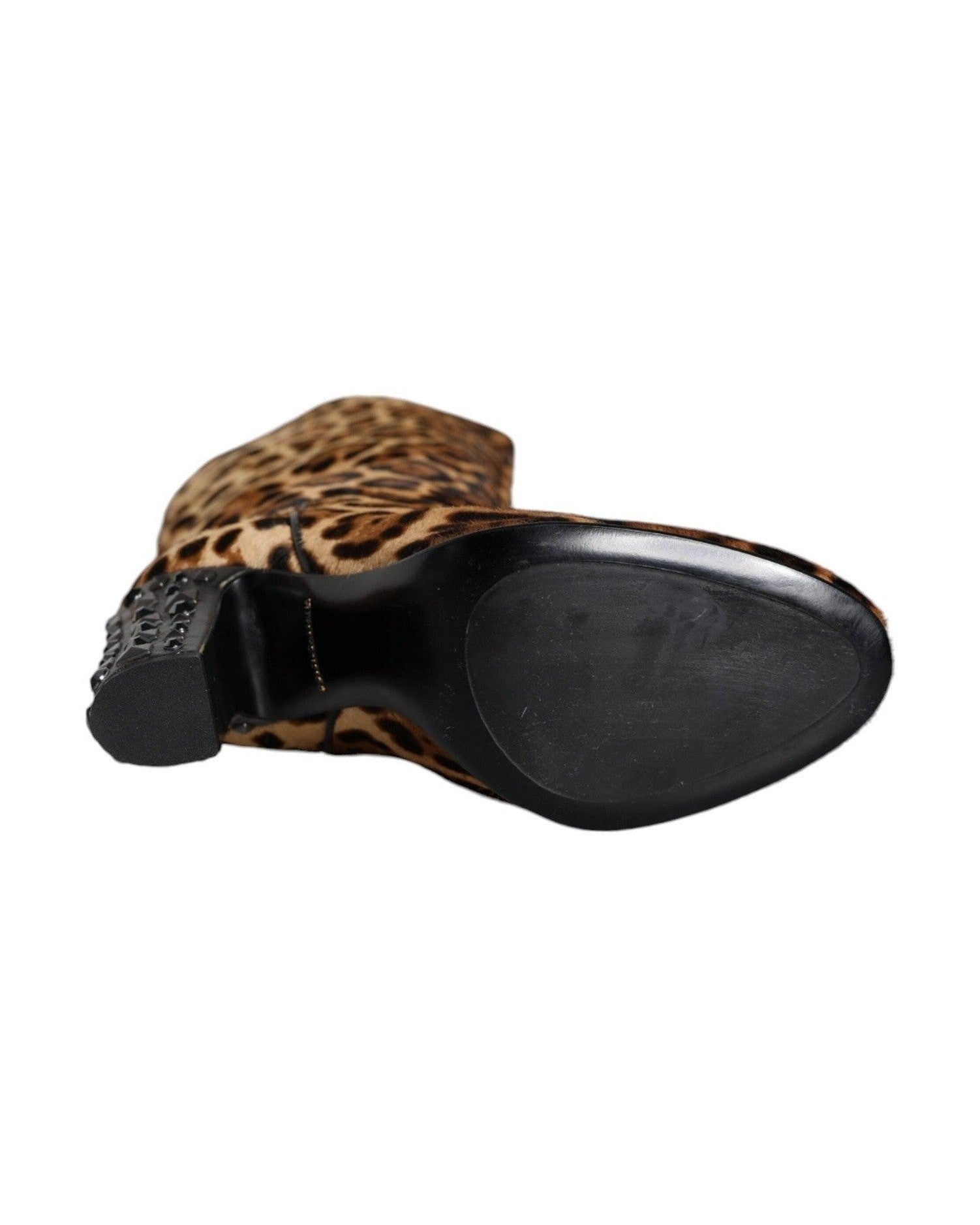Dolce & Gabbana Beige Black Leopard Knee High Boots Shoes Glam Steals