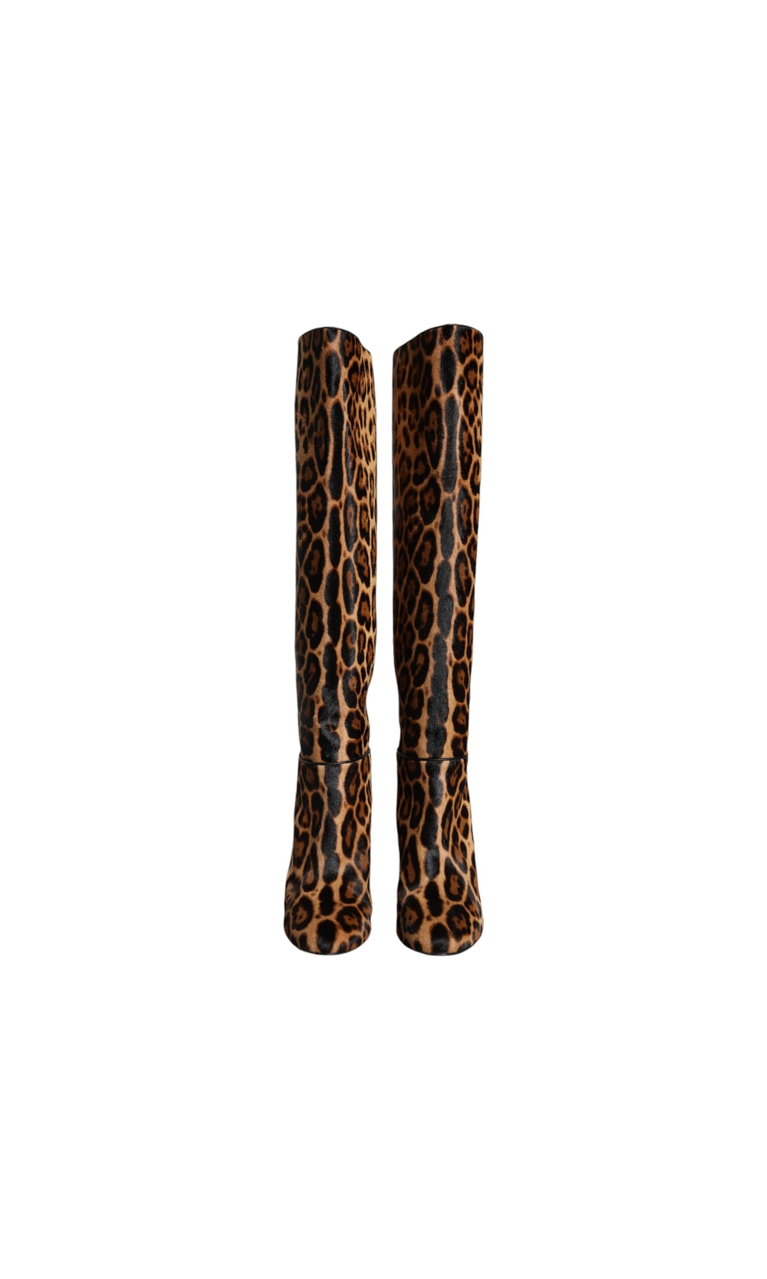 Dolce & Gabbana Beige Black Leopard Knee High Boots Shoes Glam Steals