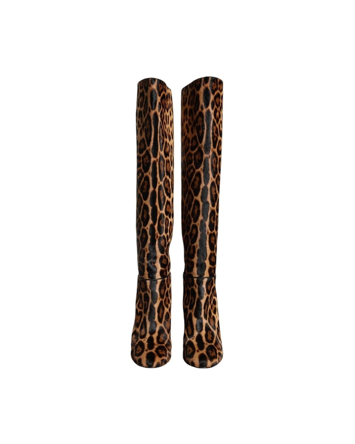Dolce & Gabbana Beige Black Leopard Knee High Boots Shoes Glam Steals