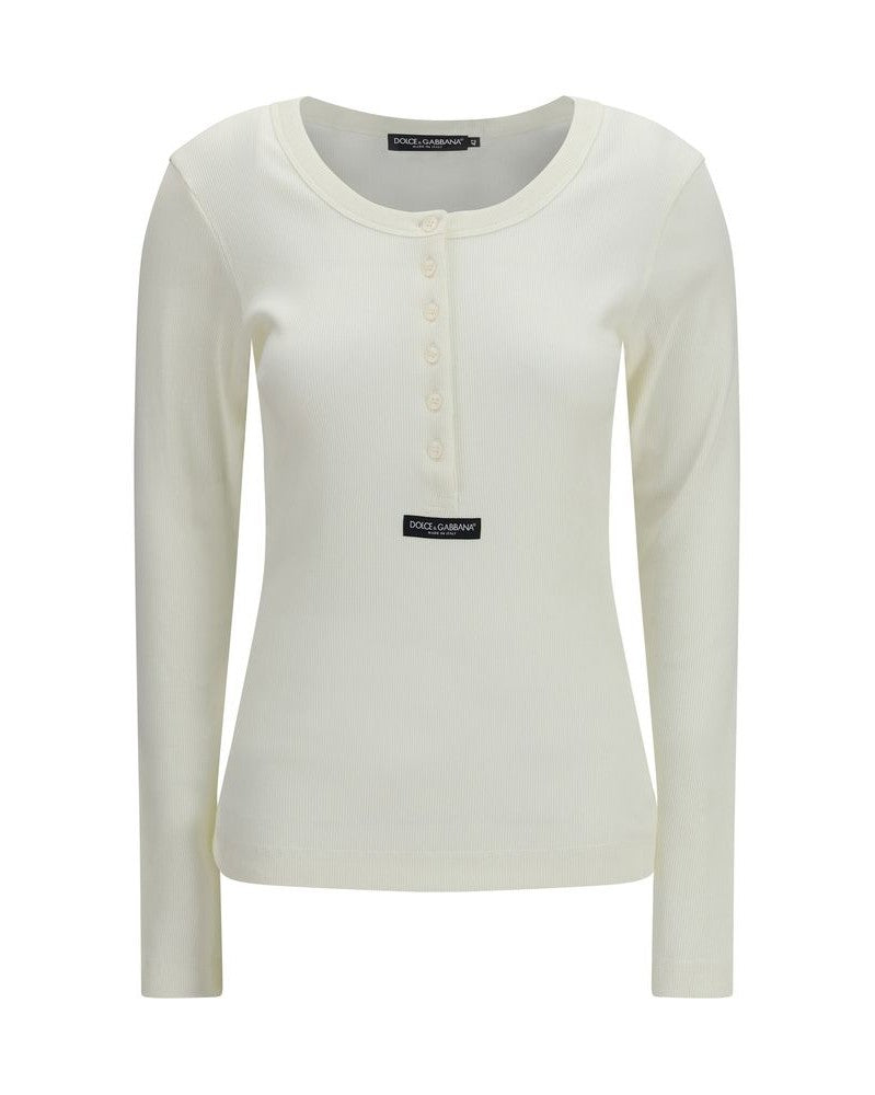 Dolce & Gabbana Beige Cotton Long Sleeve T-shirt Glam Steals