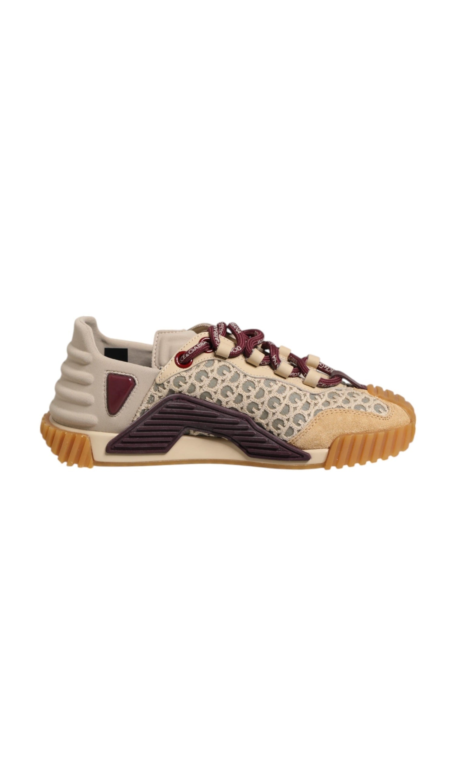 Dolce & Gabbana Beige Lace Neoprene Dg Logo Ns1 Sneakers Shoes Glam Steals