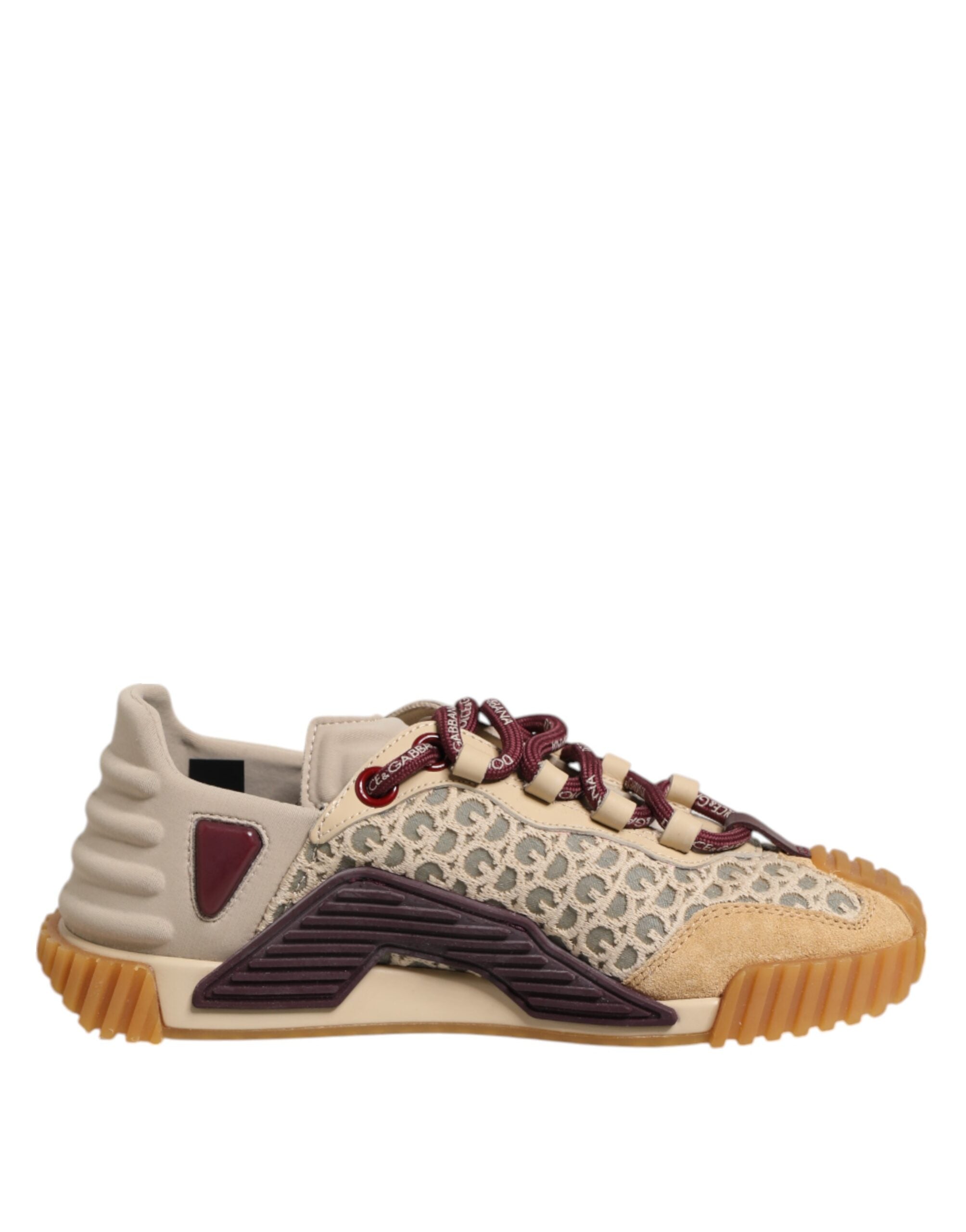 Dolce & Gabbana Beige Lace Neoprene Dg Logo Ns1 Sneakers Shoes Glam Steals