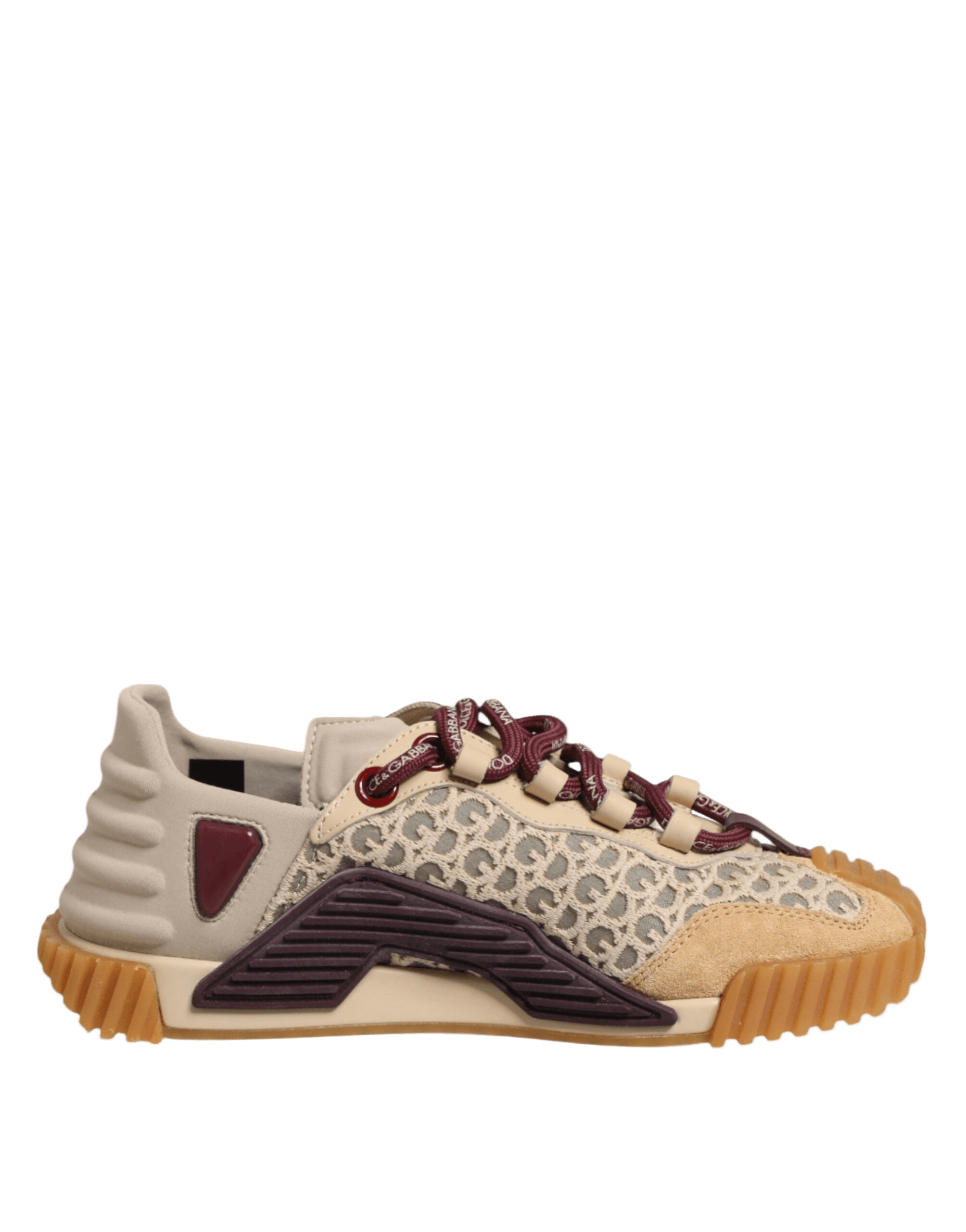 Dolce & Gabbana Beige Lace Neoprene Dg Logo Ns1 Sneakers Shoes Glam Steals