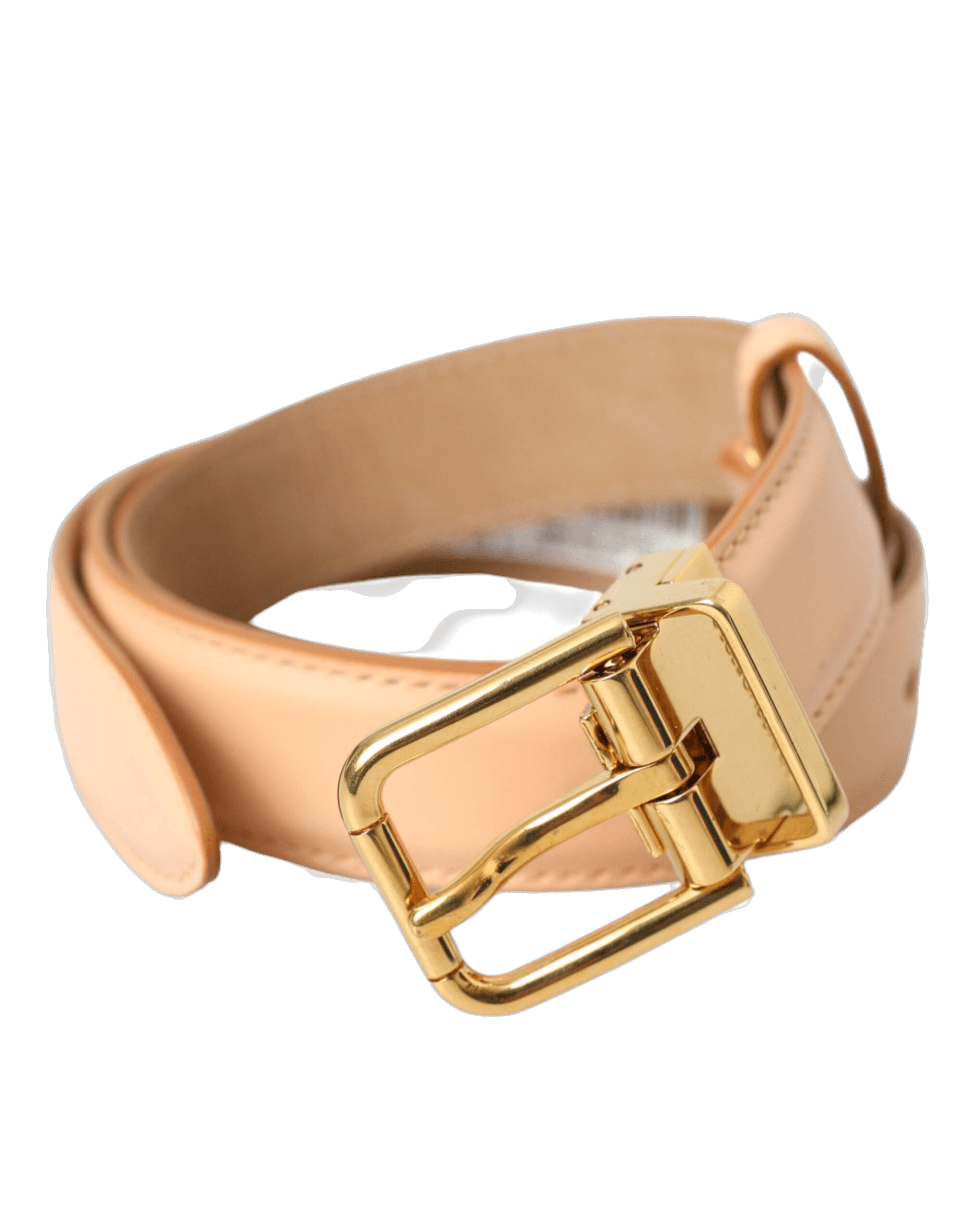 Dolce & Gabbana Beige Leather Calfskin Gold Metal Buckle Belt Glam Steals