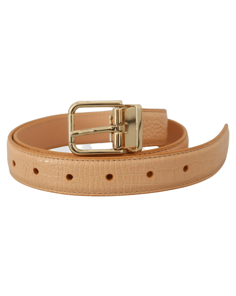 Dolce & Beige Gabbana Leather Exotic Metal Buckle Belt Glam Steals