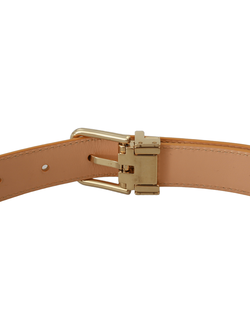 Dolce & Beige Gabbana Leather Exotic Metal Buckle Belt Glam Steals
