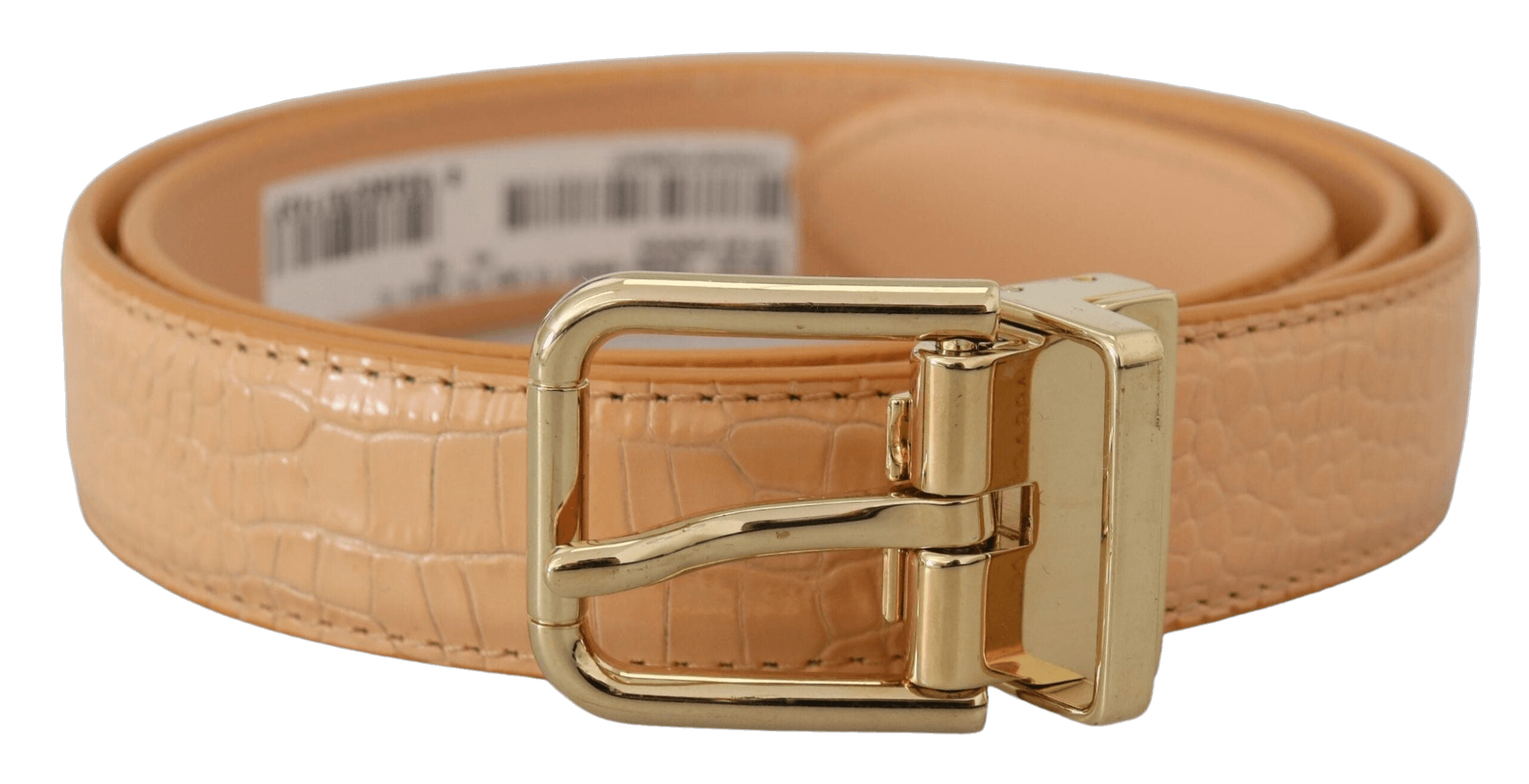 Dolce & Gabbana Beige Leather Exotic Gold Metal Buckle Belt Glam Steals