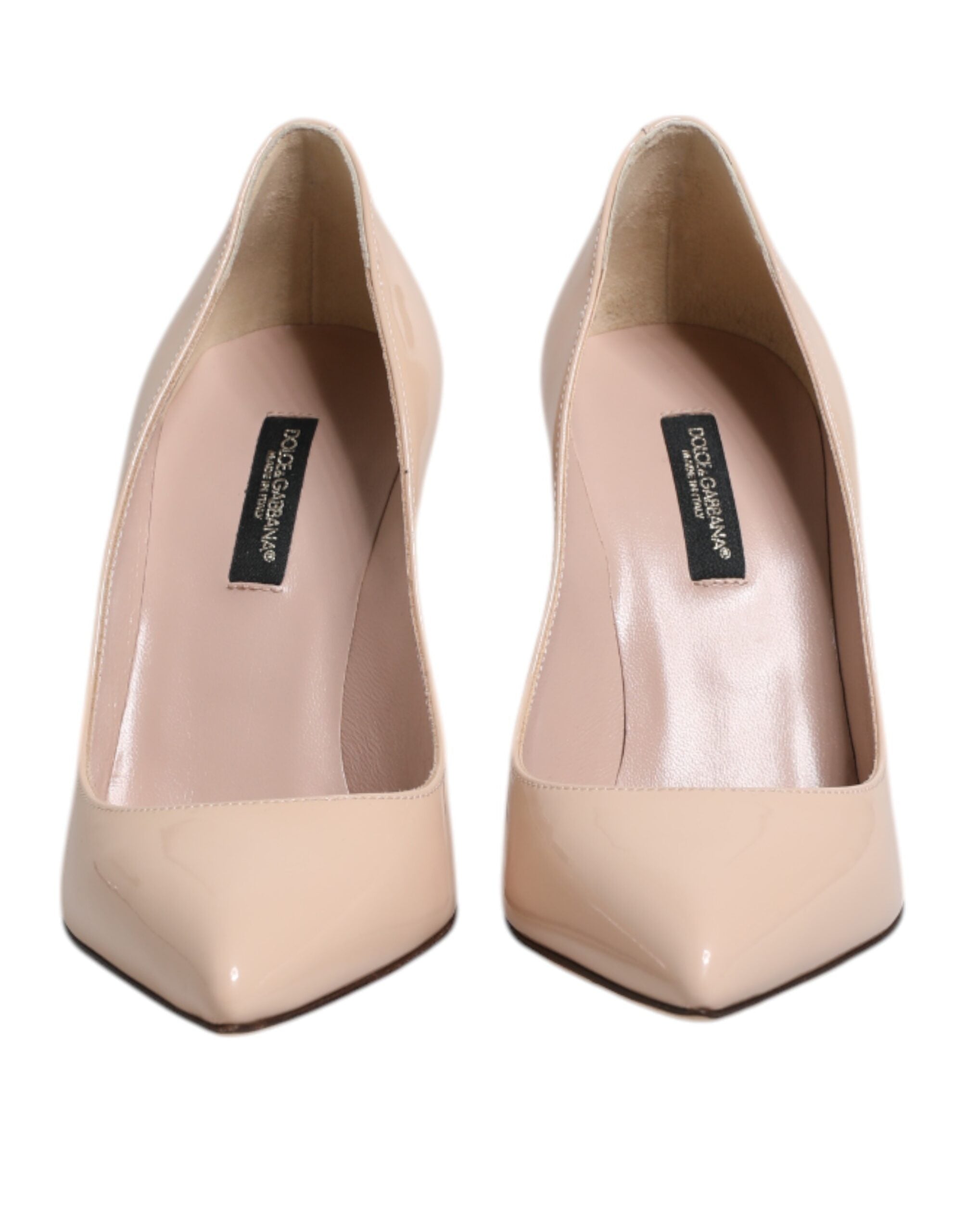 Dolce & Gabbana Beige Leather Patent Stiletto Heel Pumps Shoes Glam Steals