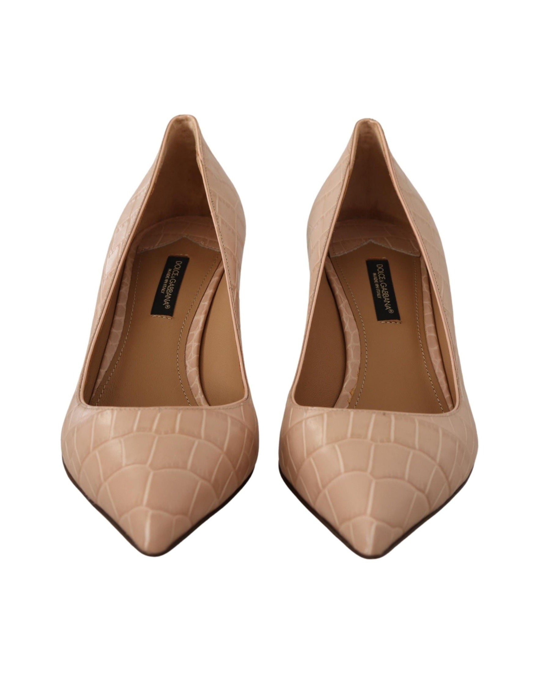Dolce & Gabbana Beige Leather Pointed Heels Glam Steals