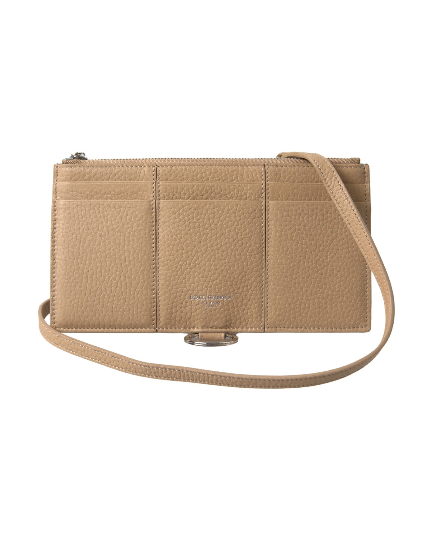 Dolce & Gabbana Beige Leather Shoulder Cardholder Strap Wallet Glam Steals