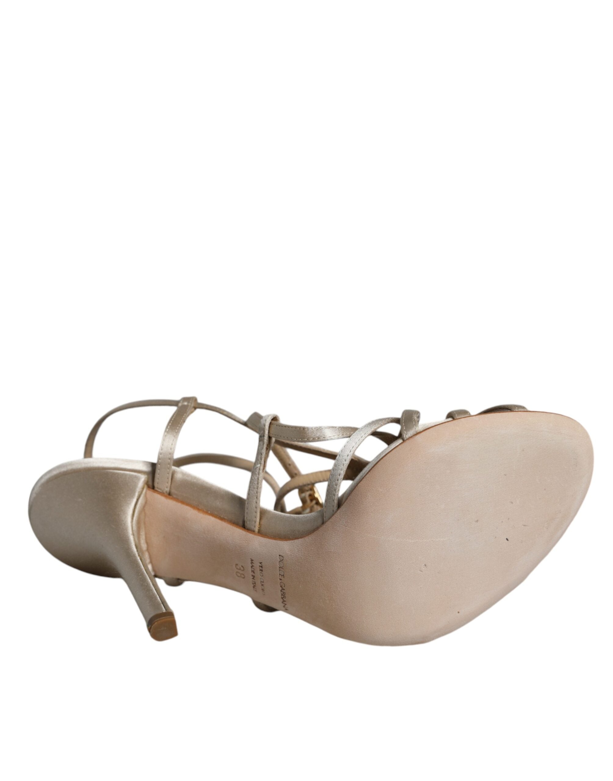 Dolce & Gabbana Beige Leather Stiletto Heels Sandals Shoes Glam Steals