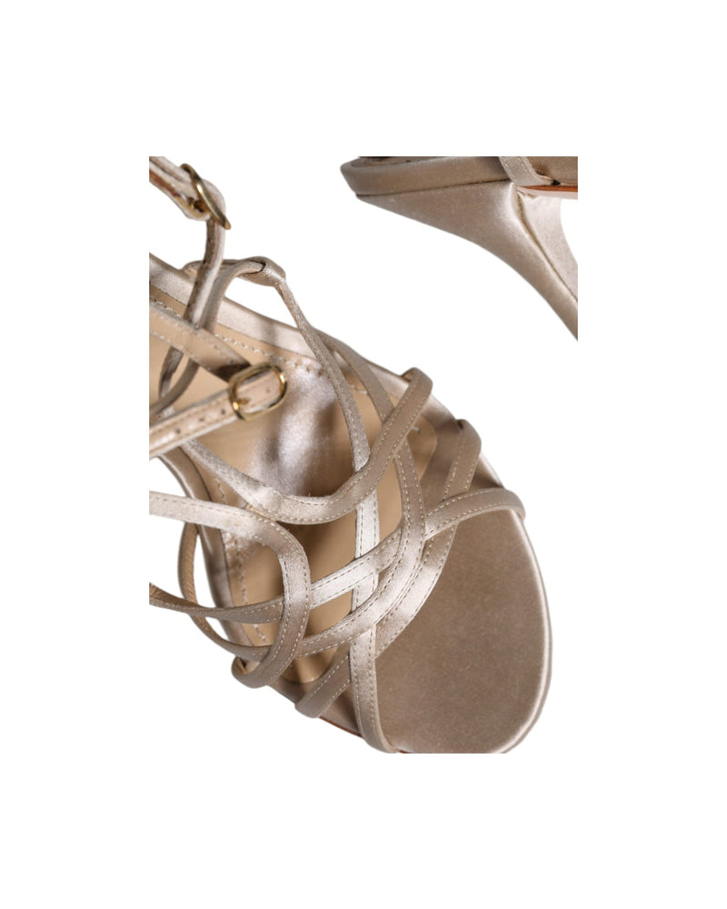 Dolce & Gabbana Beige Leather Stiletto Heels Sandals Shoes Glam Steals