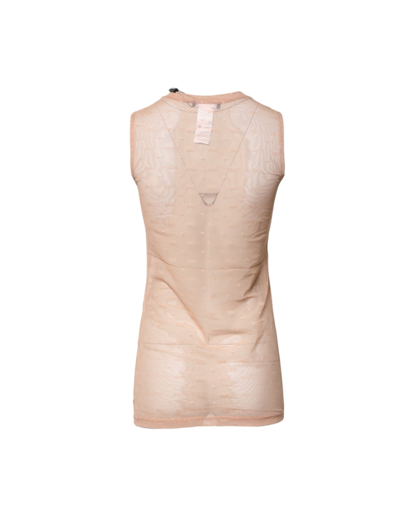 Dolce & Gabbana Beige Nylon Logo Monogram Sleeveless Tank Top Glam Steals