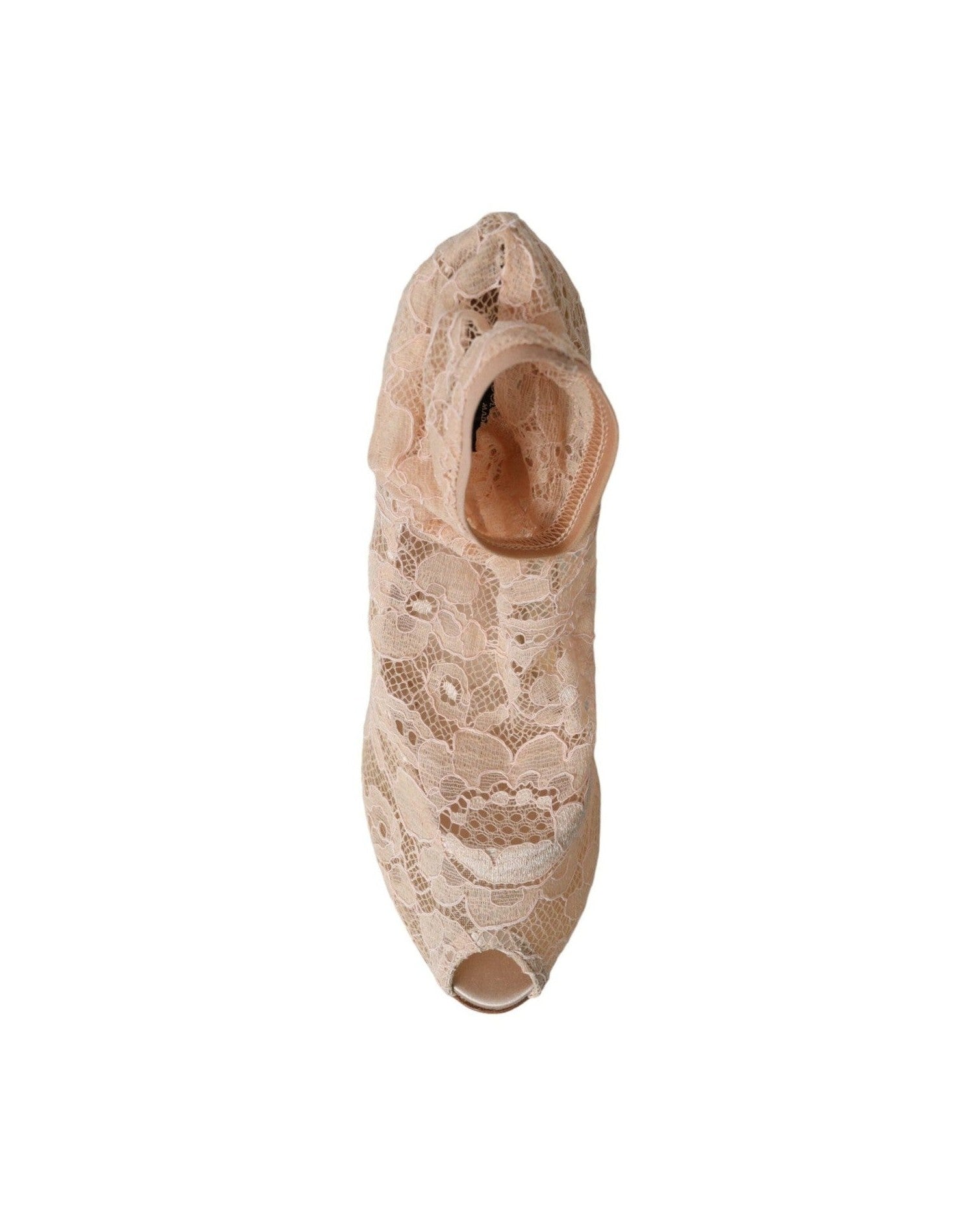 Dolce & Gabbana Beige Stretch Taormina Lace Boots Shoes Glam Steals