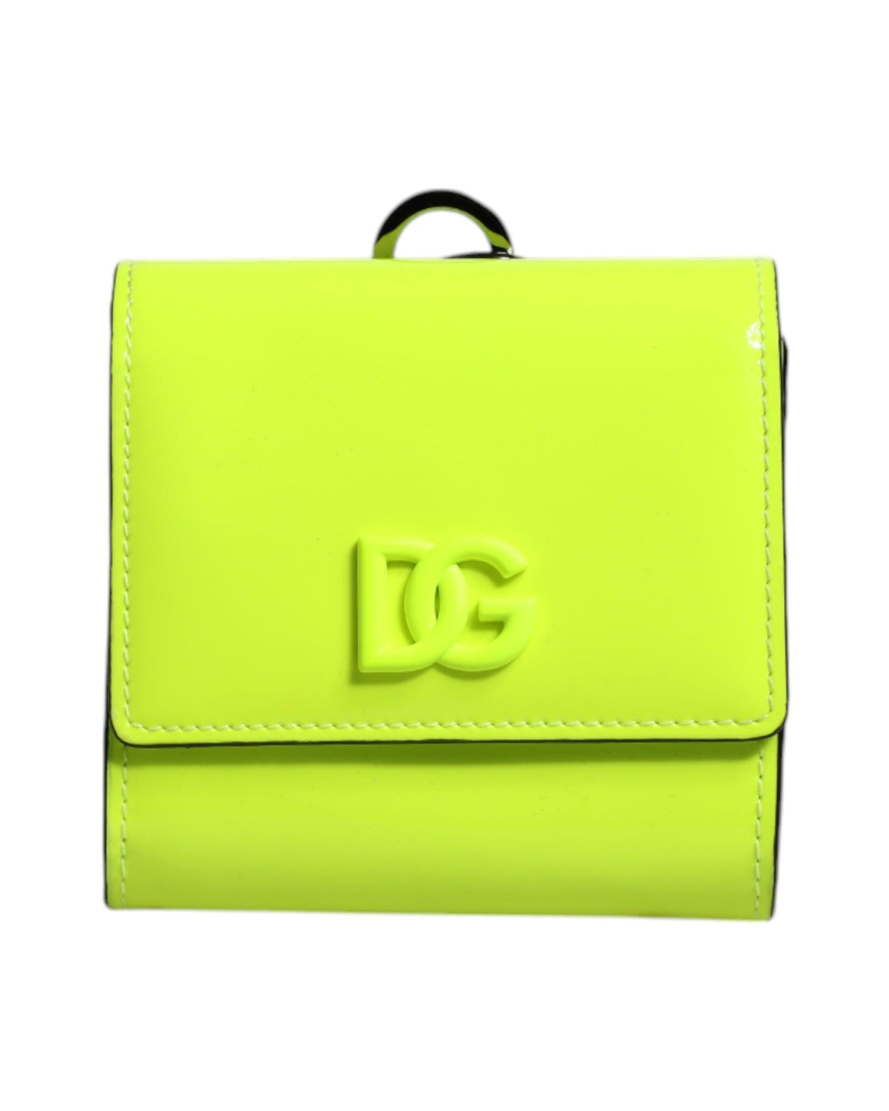 Dolce & Gabbana Bifold Dg Logo Neck Strap Cardholder Yellow Green Wallet Glam Steals