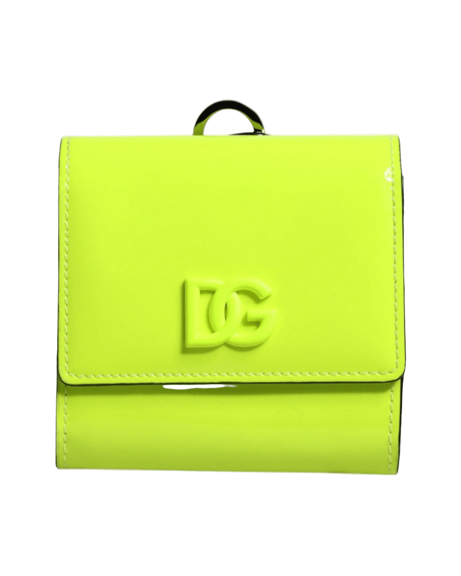 Dolce & Gabbana Bifold Dg Logo Neck Strap Cardholder Yellow Green Wallet Glam Steals