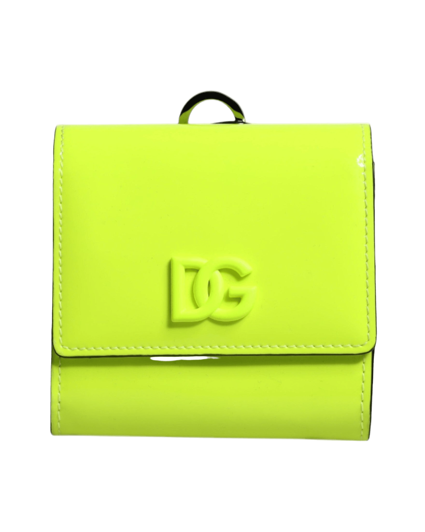 Dolce & Gabbana Bifold Dg Logo Neck Strap Cardholder Yellow Green Wallet Glam Steals