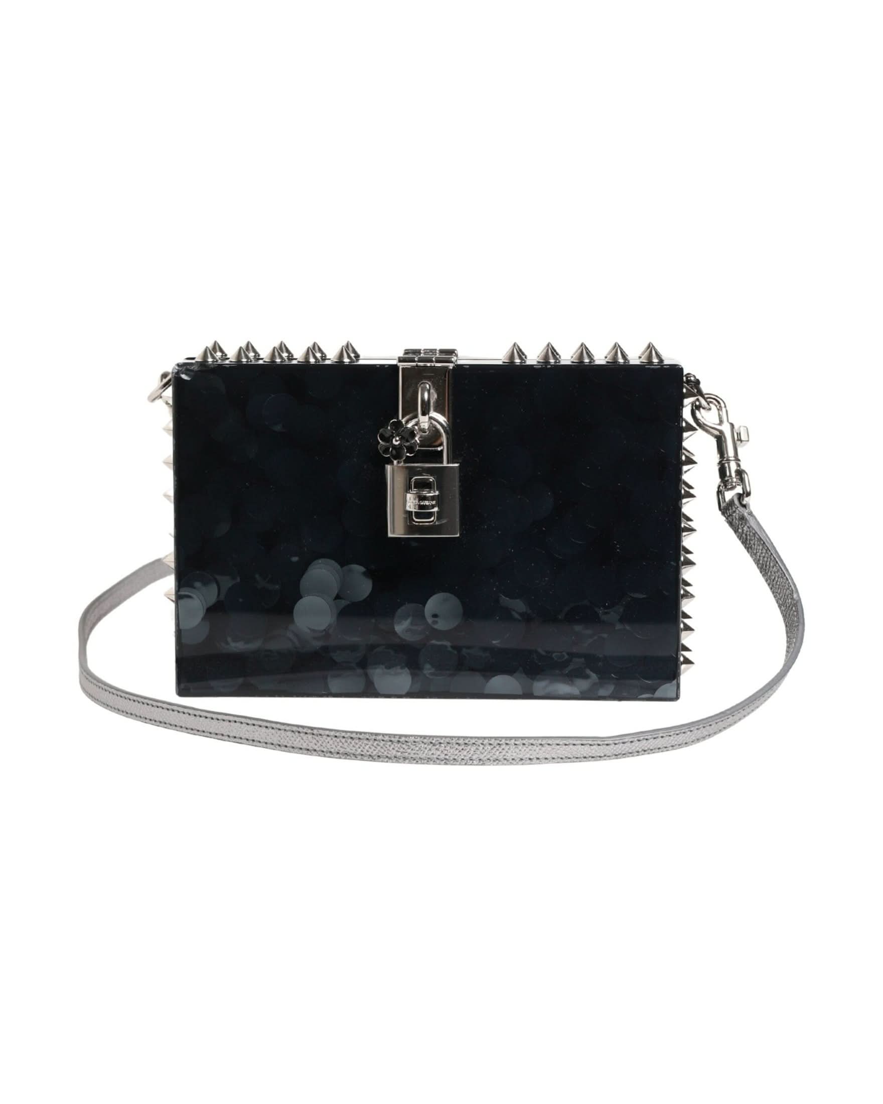 Dolce & Gabbana Black Acrylic Plexiglass Studded Clutch 
