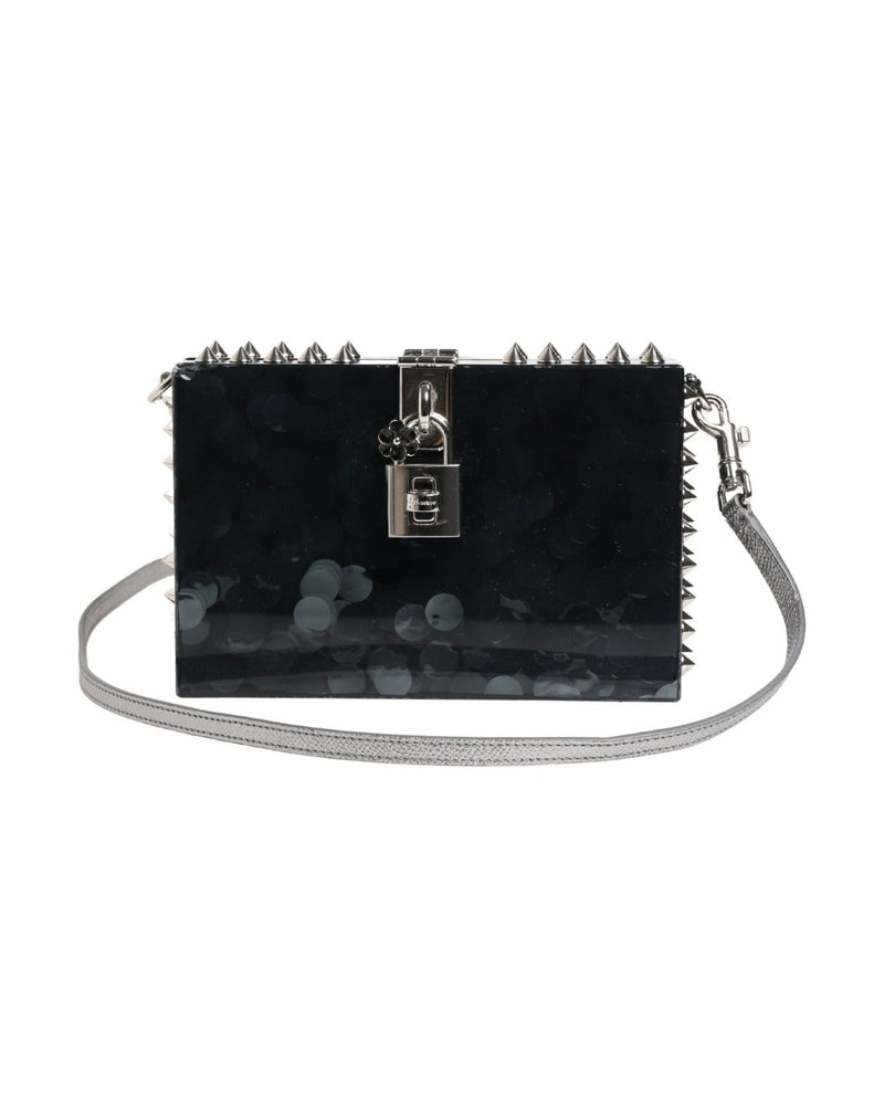 Dolce & Gabbana Black Acrylic Plexiglass Studded Clutch 