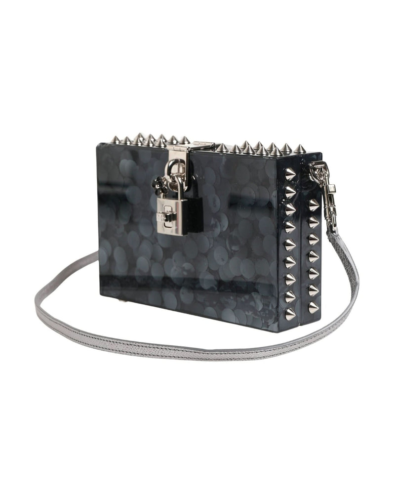 Dolce & Gabbana Black Acrylic Plexiglass Studded Clutch 