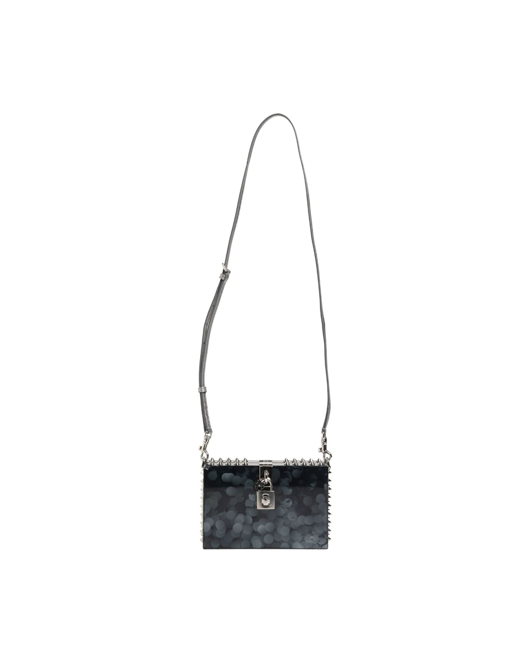 Dolce & Gabbana Black Acrylic Plexiglass Studded Clutch 
