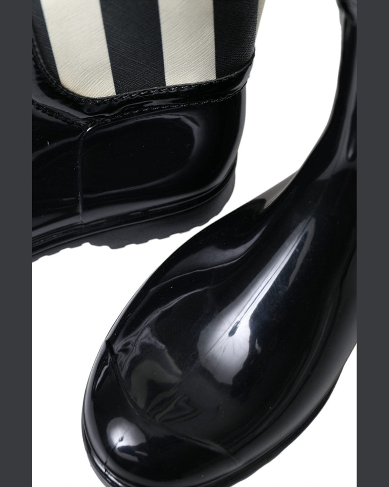 Dolce & Gabbana And Striped Knee High Black White Boots Glam Steals