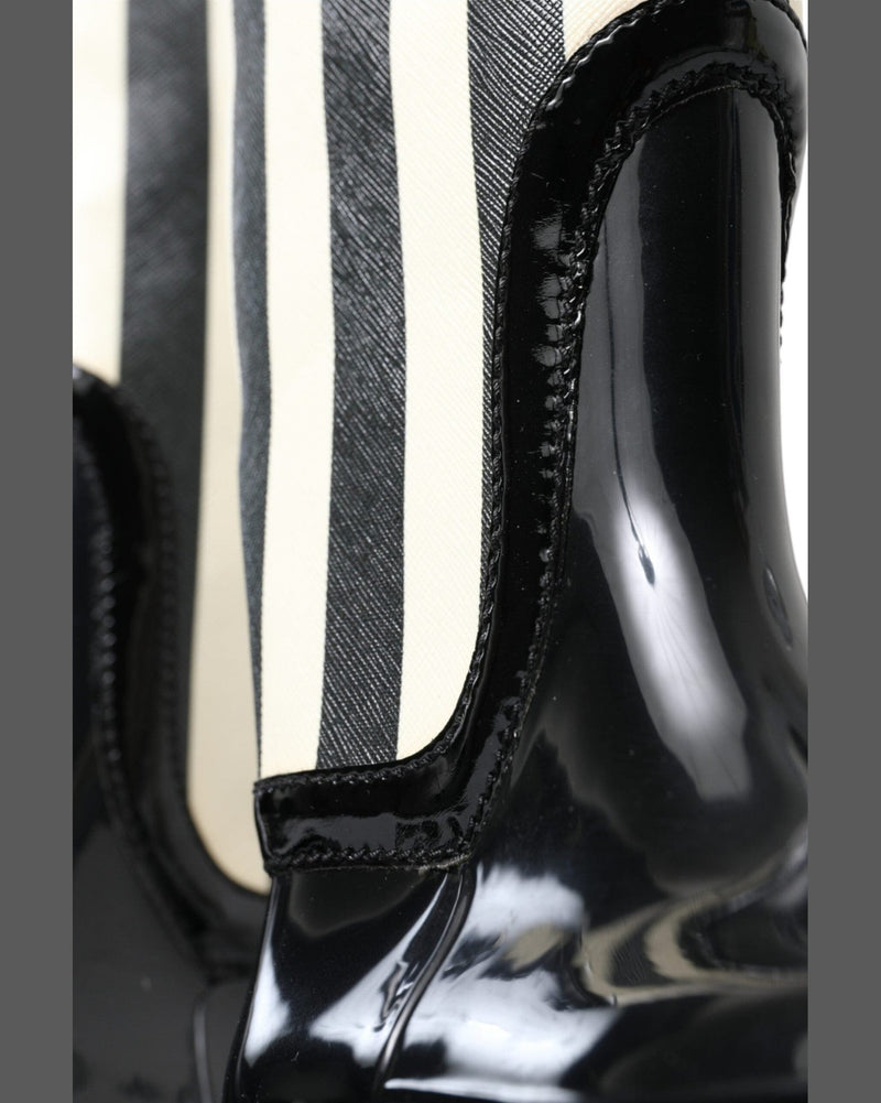 Dolce & Gabbana And Striped Knee High Black White Boots Glam Steals