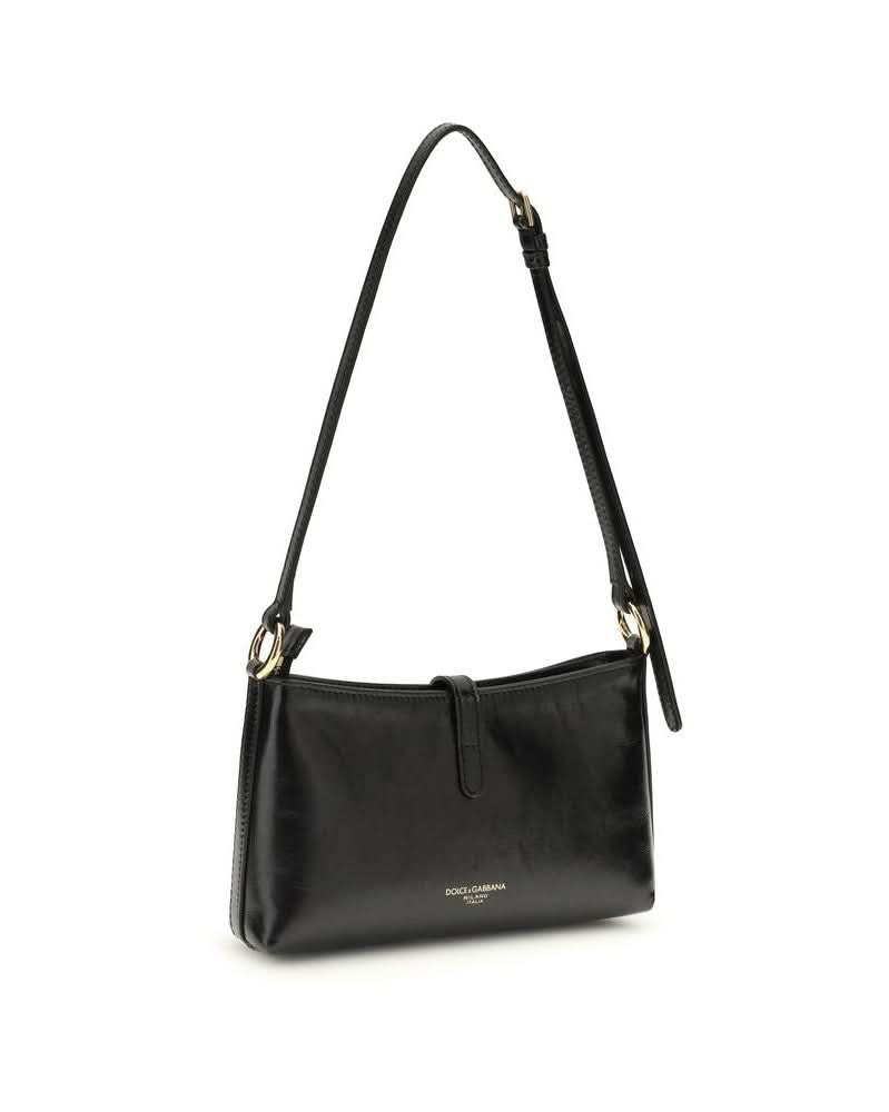 Dolce & Gabbana Black Calf Leather Bos Taurus Shoulder Bag 