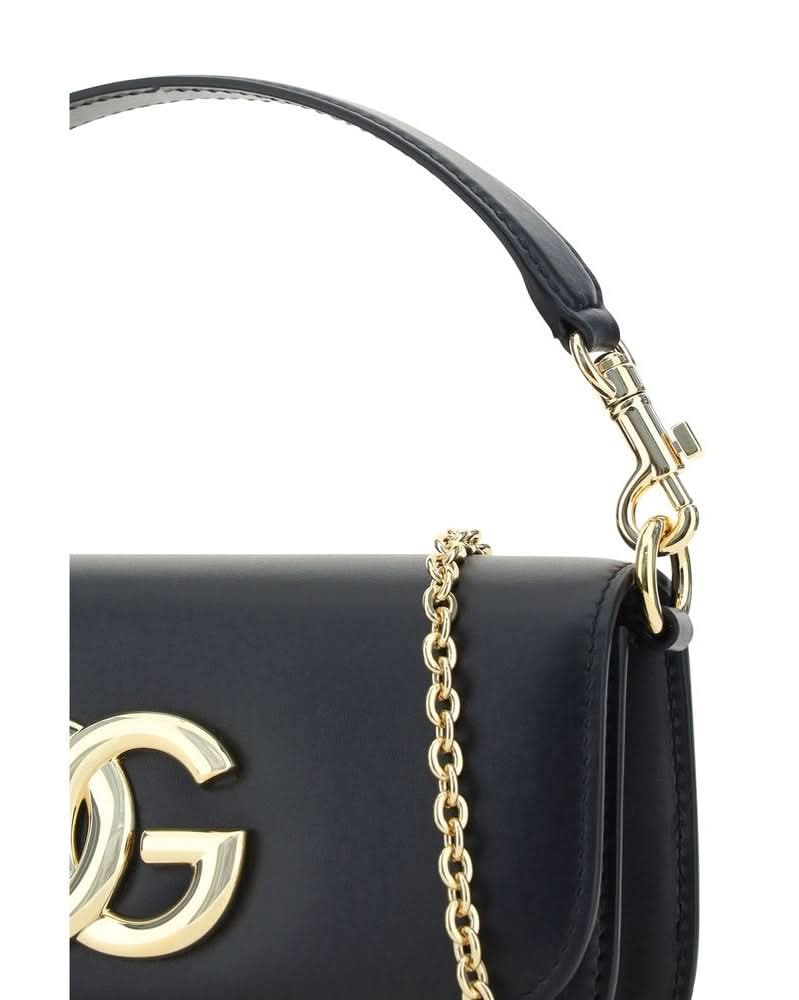 Dolce & Gabbana Black Calf Leather Bos Taurus Shoulder Bag 