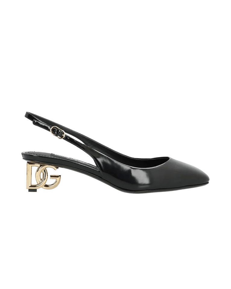 Dolce & Gabbana Black Calfskin Mid Heels Glam Steals