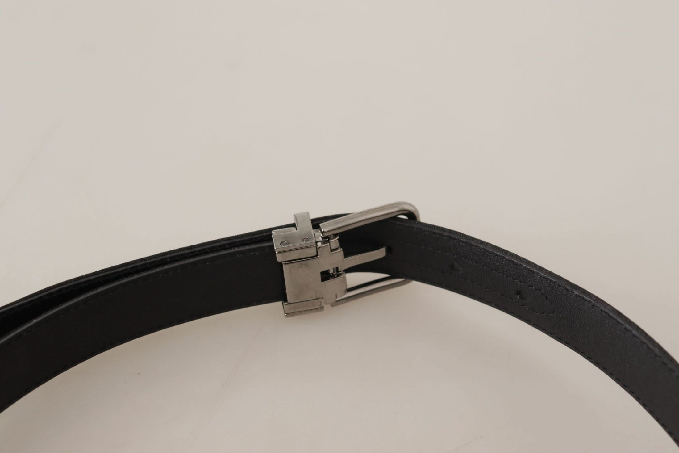 Dolce & Gabbana Black Canvas Leather Silver Tone Metal Buckle Belt Belts