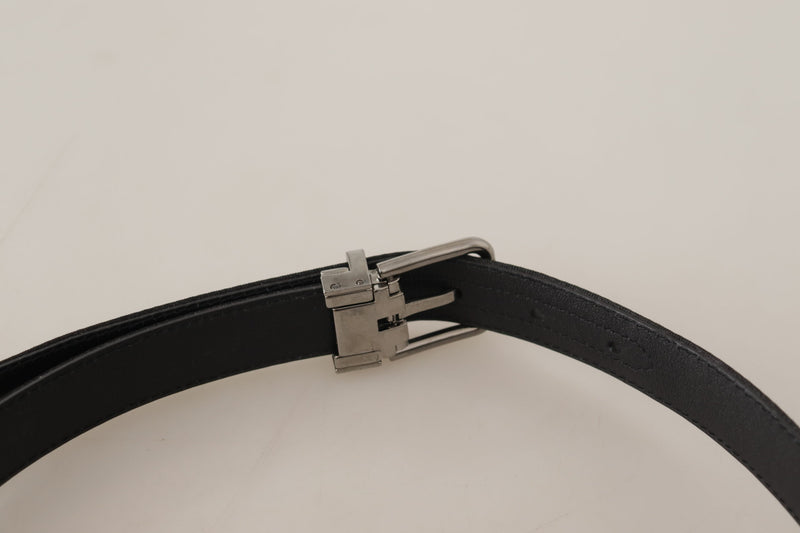 Dolce & Gabbana Black Canvas Leather Silver Tone Metal Buckle Belt Glam Steals