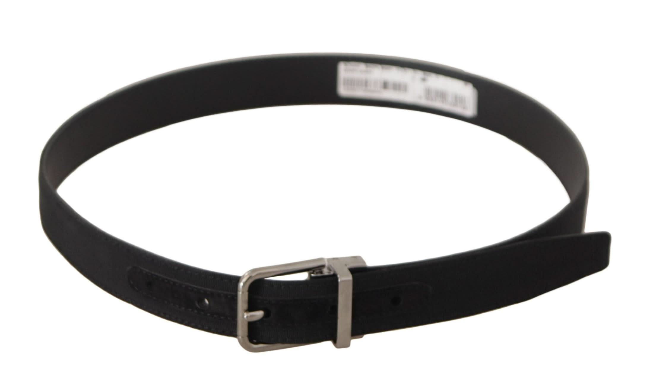 Dolce & Gabbana Black Canvas Leather Silver Tone Metal Buckle Belt Belts