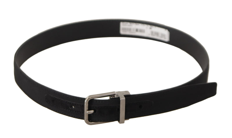 Dolce & Gabbana Black Canvas Leather Silver Tone Metal Buckle Belt Glam Steals
