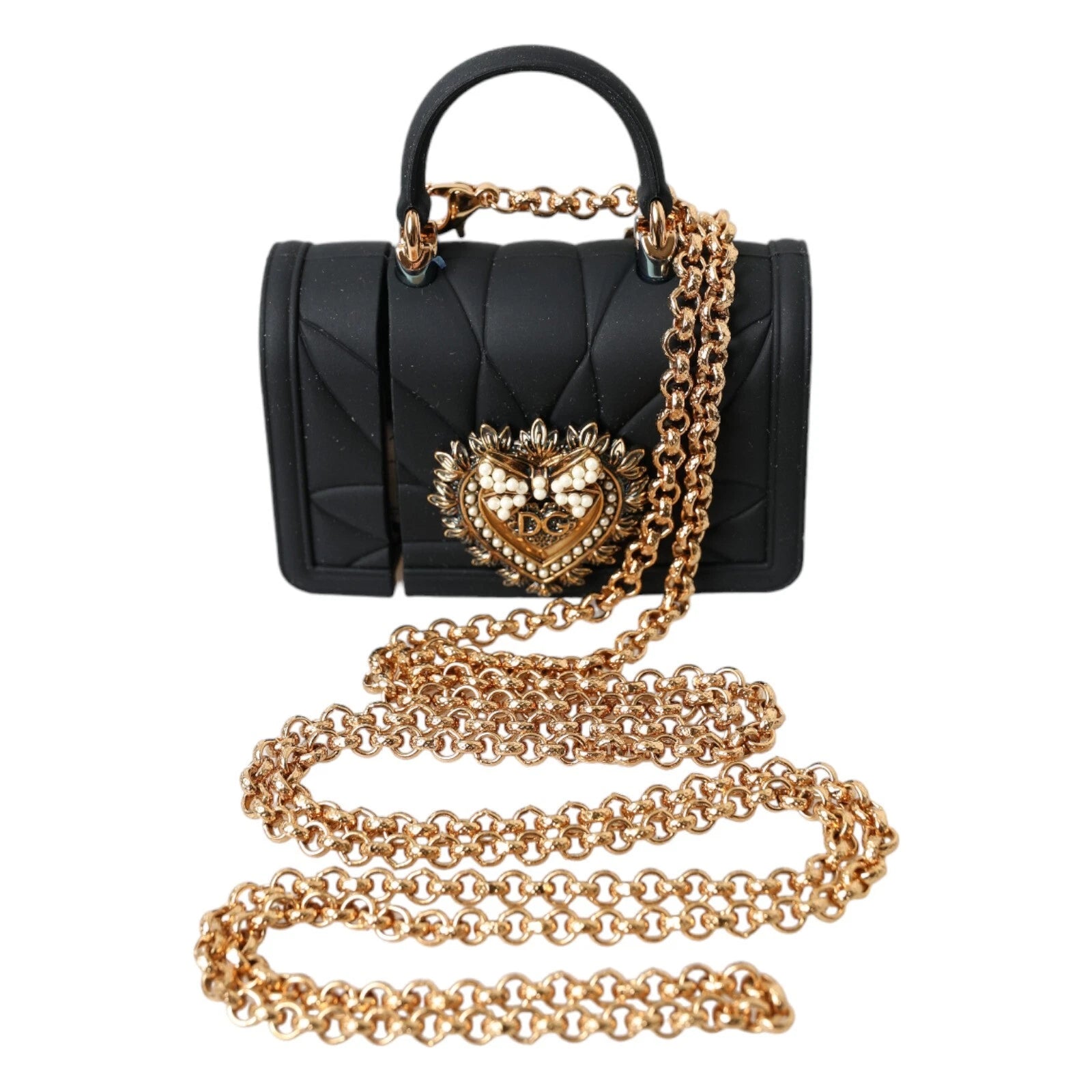 Dolce & Gabbana Black Case Silicone Devotion Heart Cover Hand Bag Airpod Glam Steals