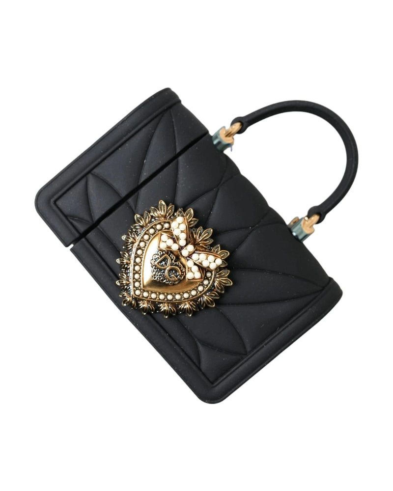 Dolce & Gabbana Black Case Silicone Devotion Heart Cover Hand Bag Airpod Glam Steals