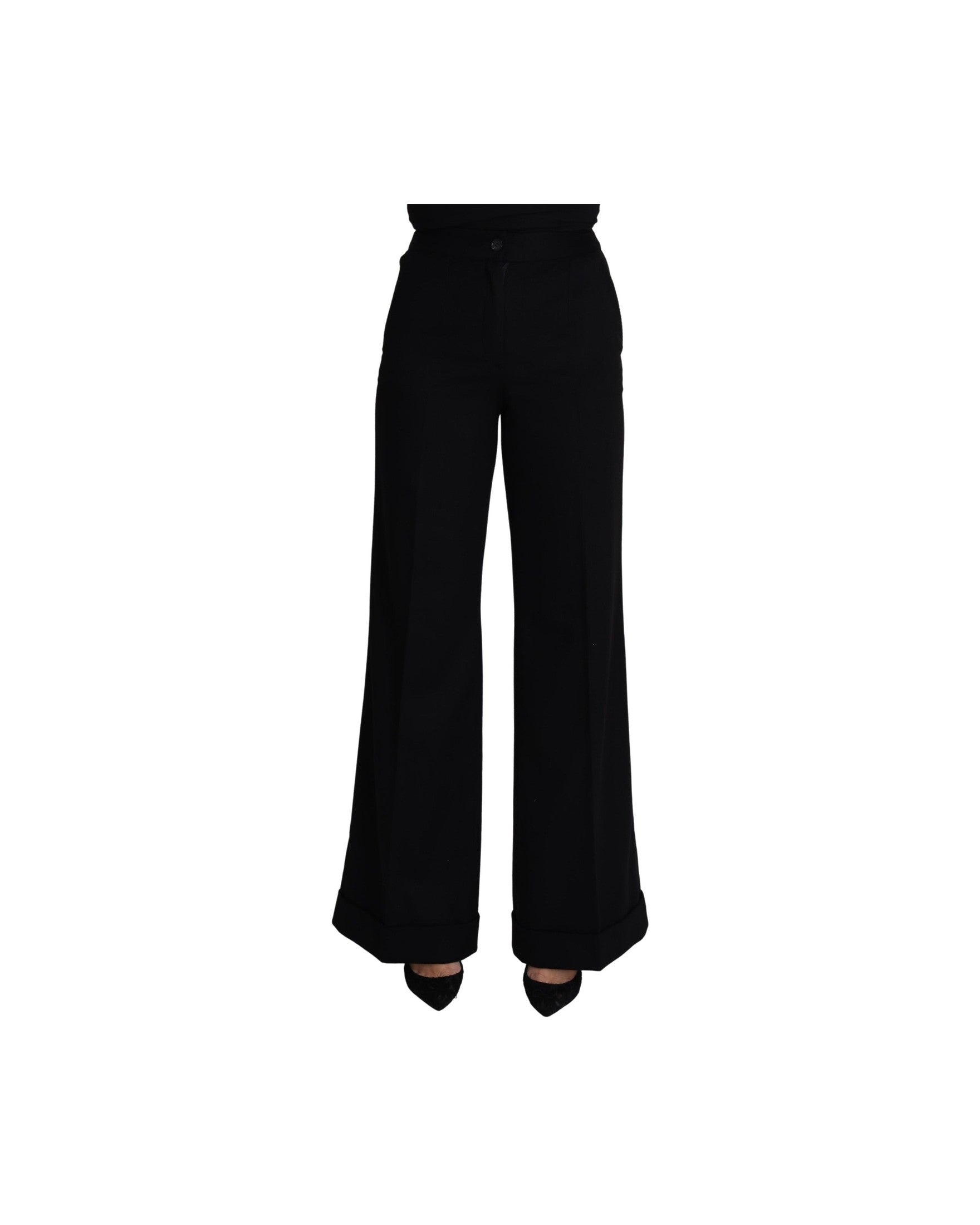 Dolce & Gabbana Black Cashmere Wide Leg Trouser Pant Glam Steals