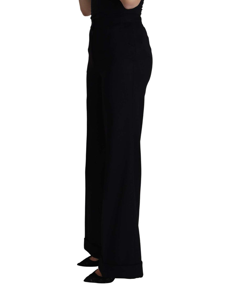 Dolce & Gabbana Black Cashmere Wide Leg Trouser Pant Glam Steals