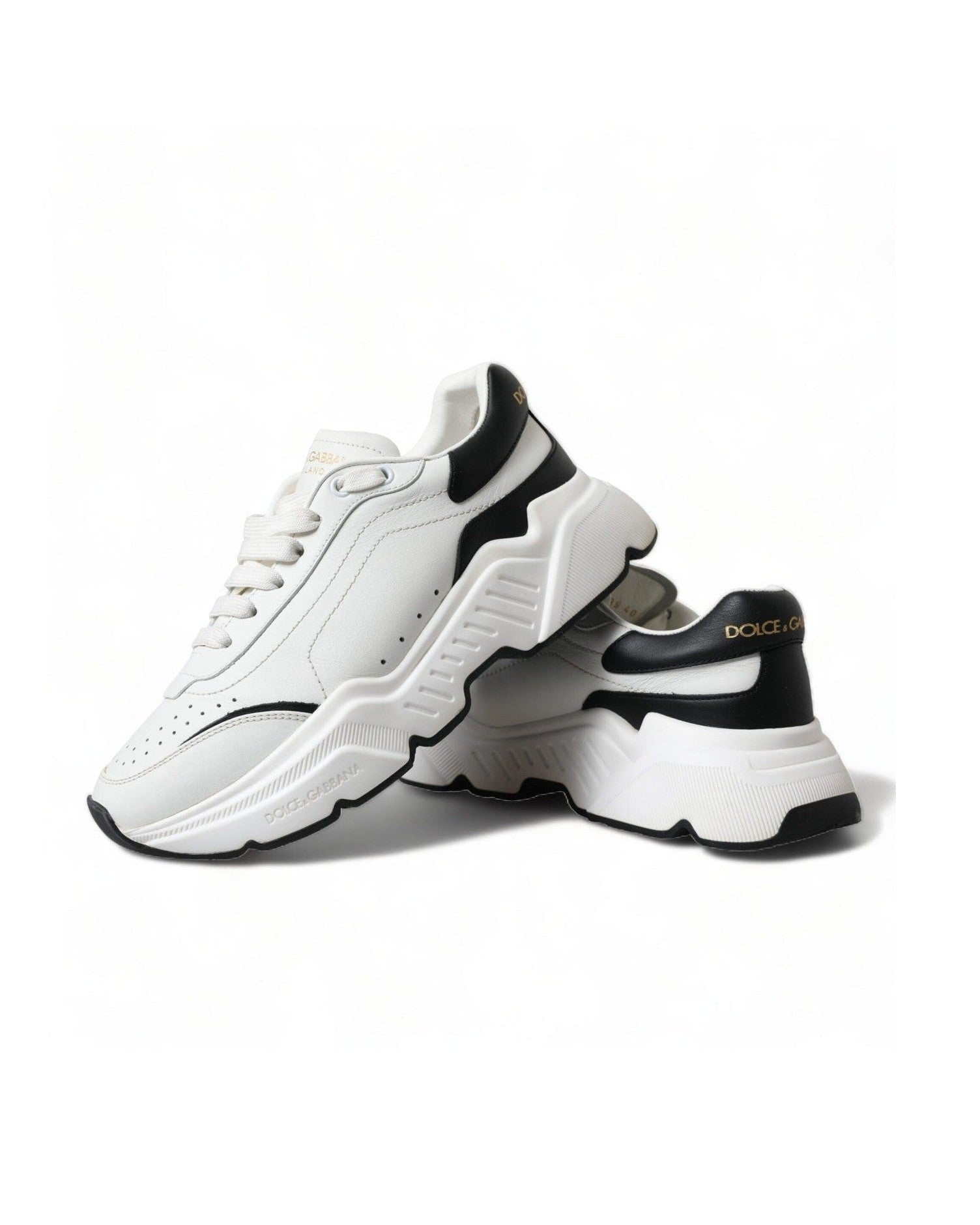 Dolce & Gabbana Chic & Daymaster Leather Black White Sneakers Glam Steals