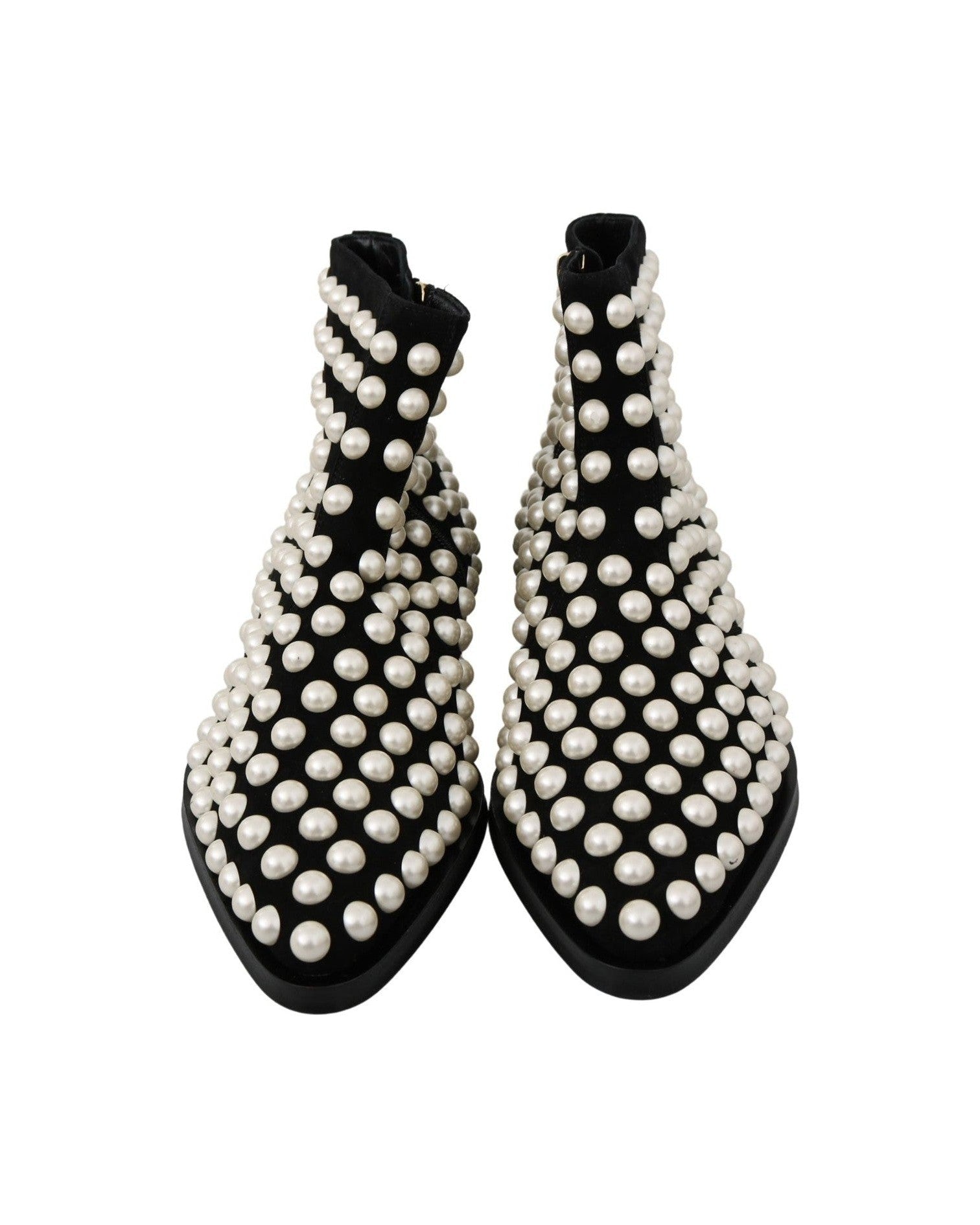 Dolce & Gabbana Chic Suede Ankle Boots With Black Pearls Glam Steals