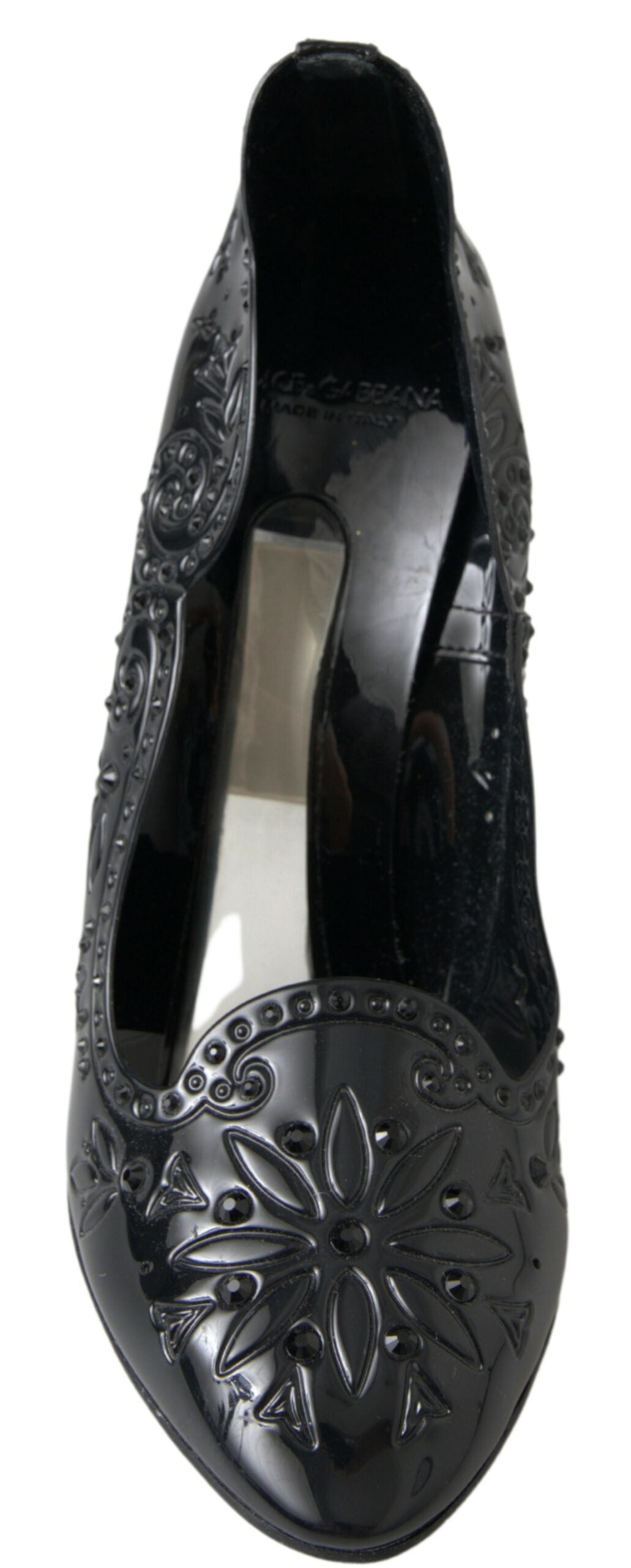 Dolce & Gabbana Black Cinderella Floral Crystal Heels Glam Steals