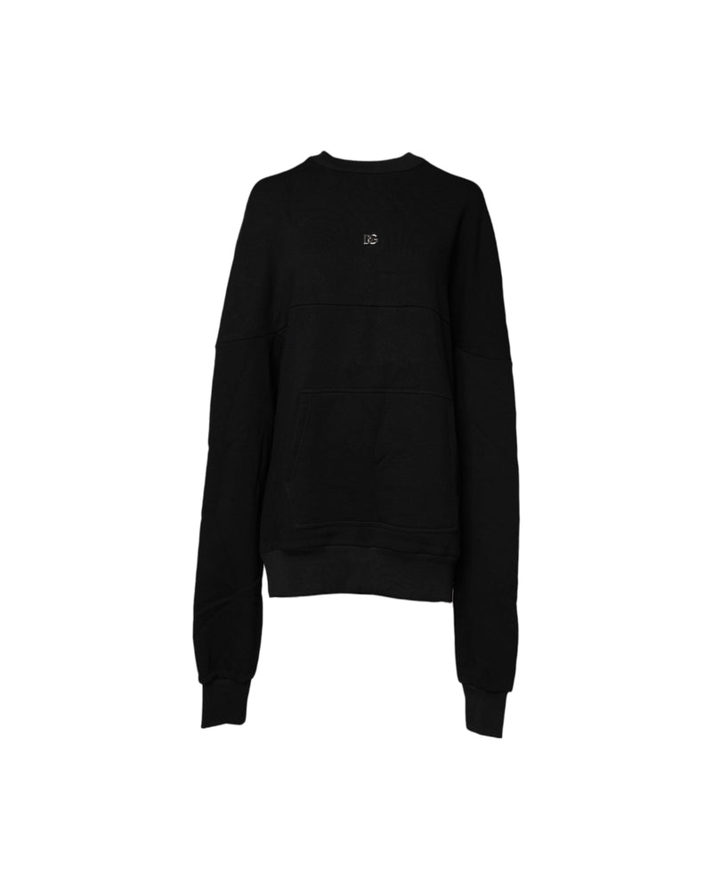 Dolce & Gabbana Black Cotton Crew Neck Sweatshirt Sweater Glam Steals