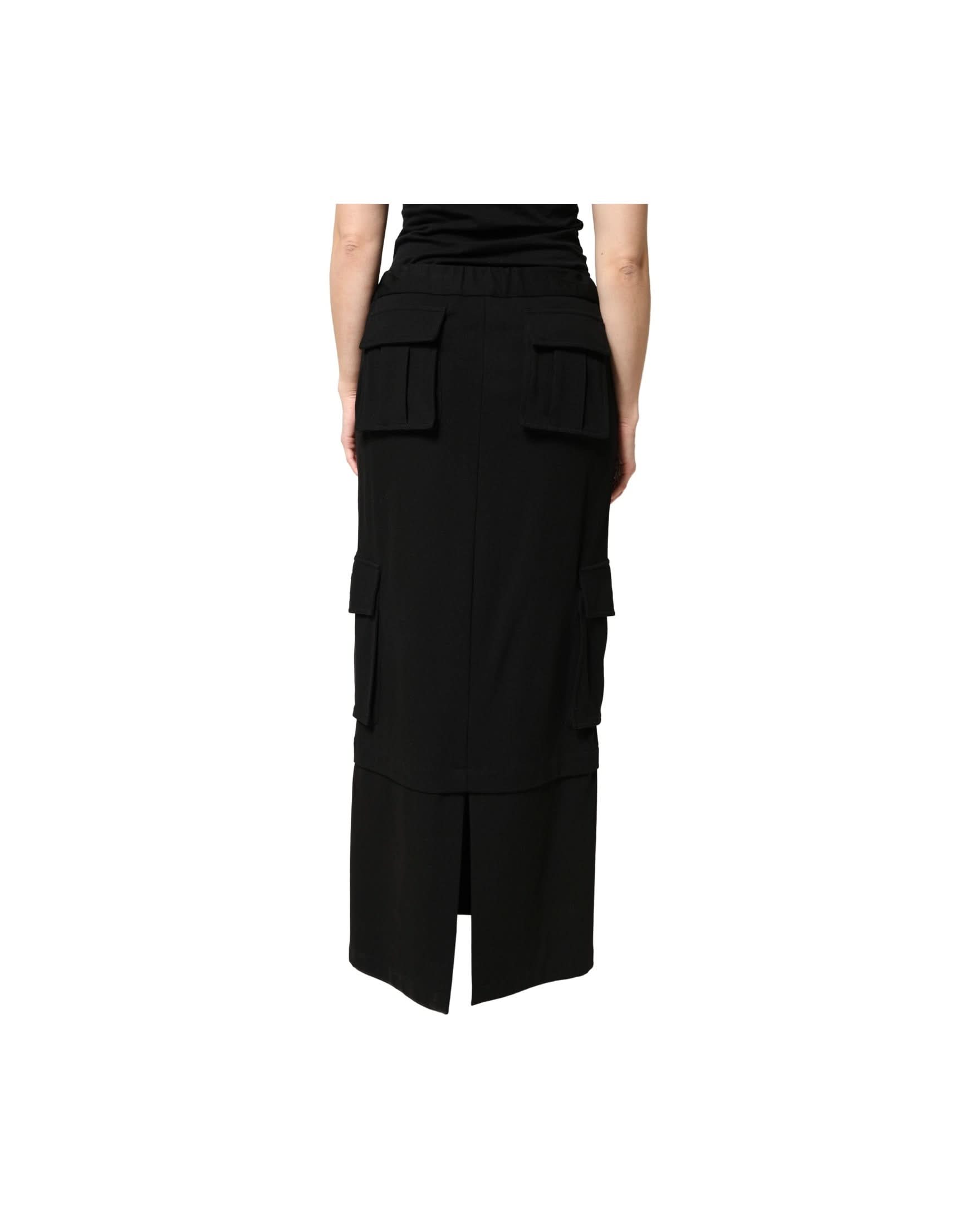 Dolce & Gabbana Black Cotton Drawstring Long Maxi Cargo Skirt 